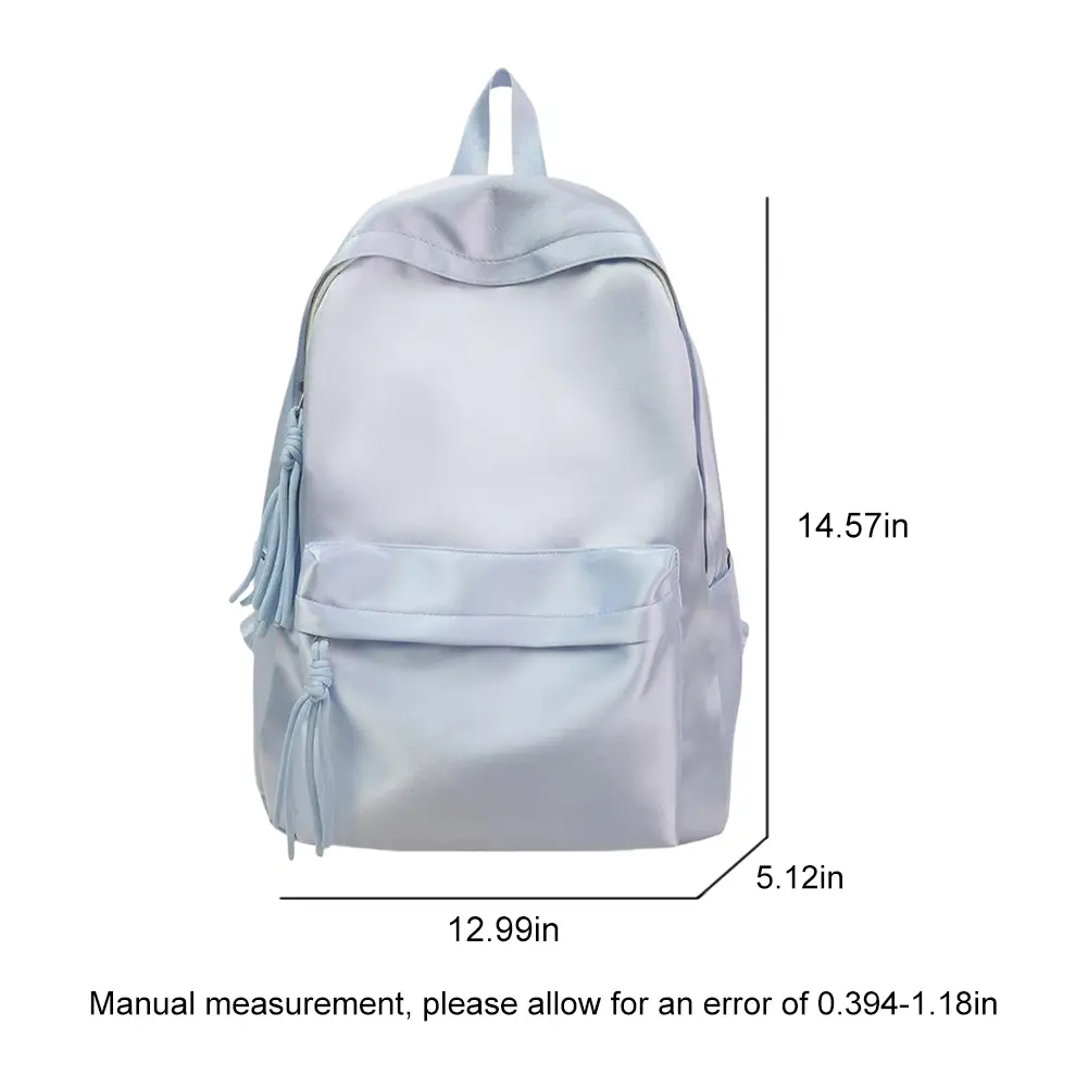 Nylon Korean Bookbag Solid Color Daypack with Adjustable Strap Silk Fabric Student School Bag Travel Large Capacity Backpack