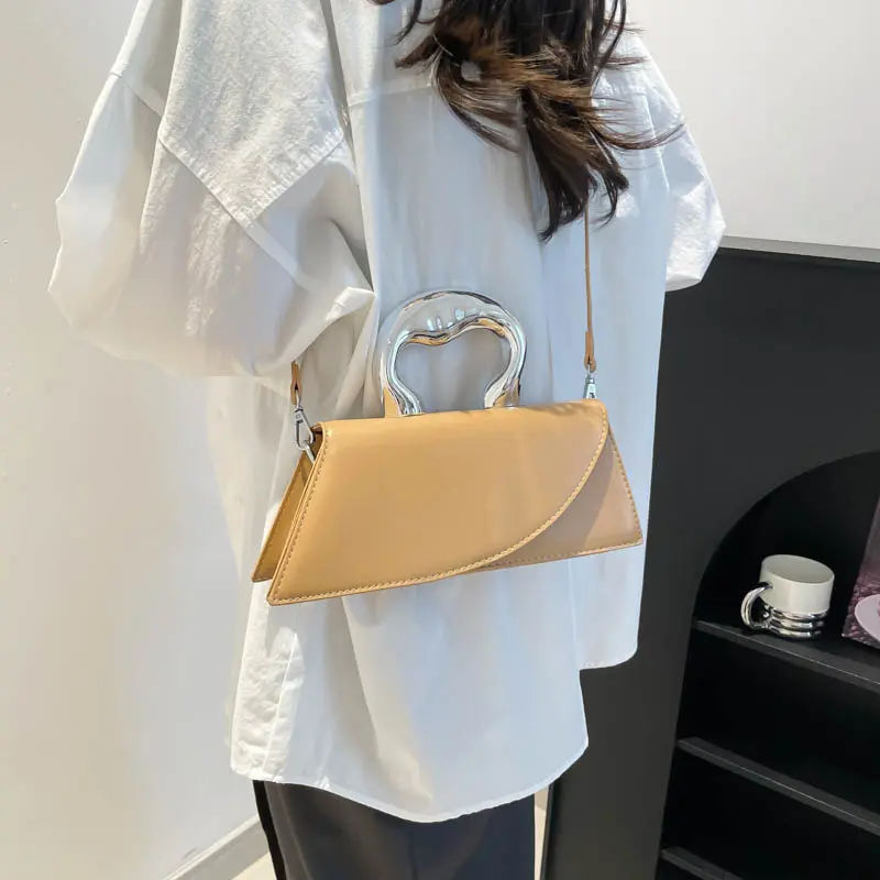 Leather Solid Color Tote Handbag Women Chic Crossbody Shoulder Bag Chic Messenger Bag Casual Luxury Short Handle Top Handle Bag