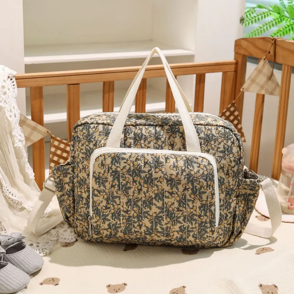 Floral Pram Diaper Shoulder Bag Cute Bear Travel Hanging Crossbody Bags Toiletry Luggage Storage Bag Maternity Cotton Pack