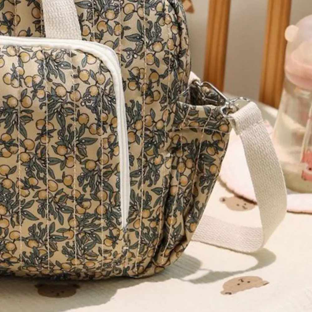 Floral Pram Diaper Shoulder Bag Cute Bear Travel Hanging Crossbody Bags Toiletry Luggage Storage Bag Maternity Cotton Pack