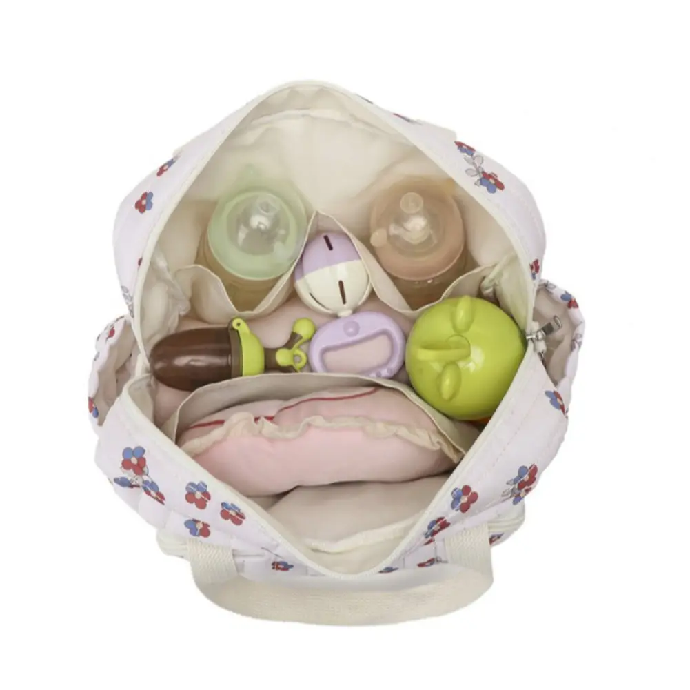 Floral Pram Diaper Shoulder Bag Cute Bear Travel Hanging Crossbody Bags Toiletry Luggage Storage Bag Maternity Cotton Pack