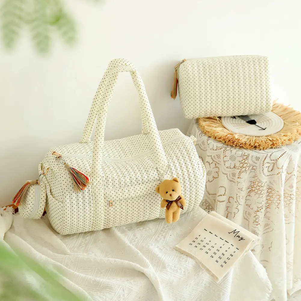 Quilted Lightweight Shoulder Bags Large Capacity Tote Handbag Women Daily Travel Stroller Storage Bag Boston Top Handle Bag