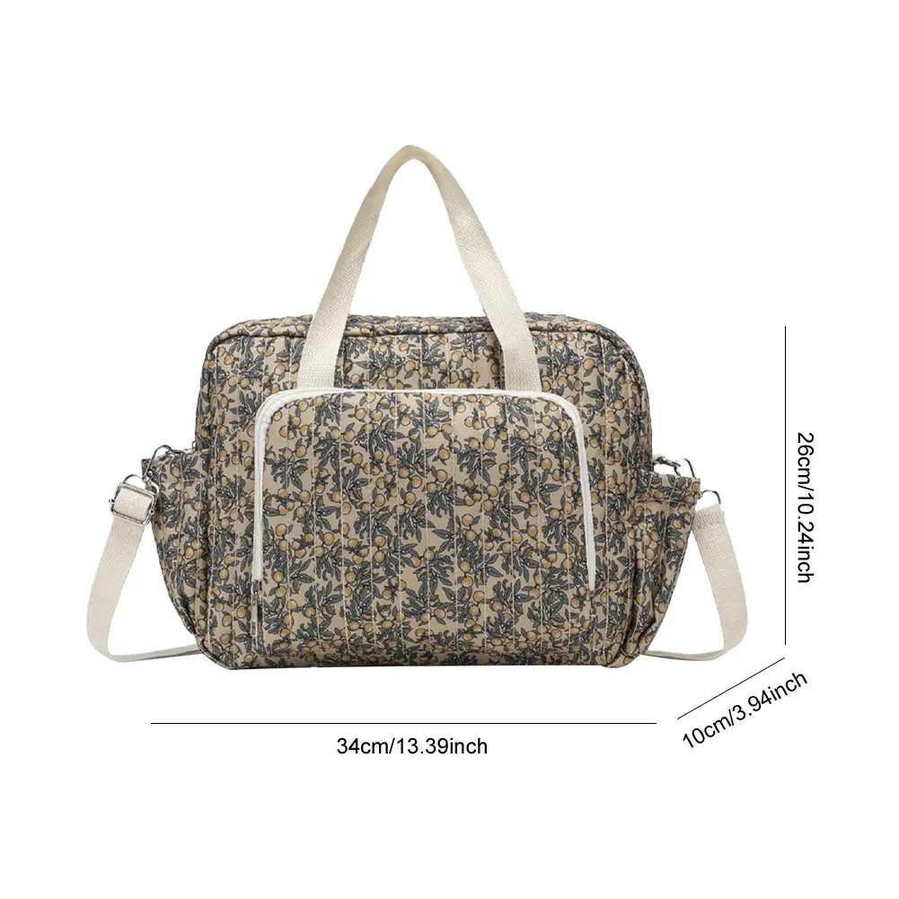 Floral Pram Diaper Shoulder Bag Cute Bear Travel Hanging Crossbody Bags Toiletry Luggage Storage Bag Maternity Cotton Pack