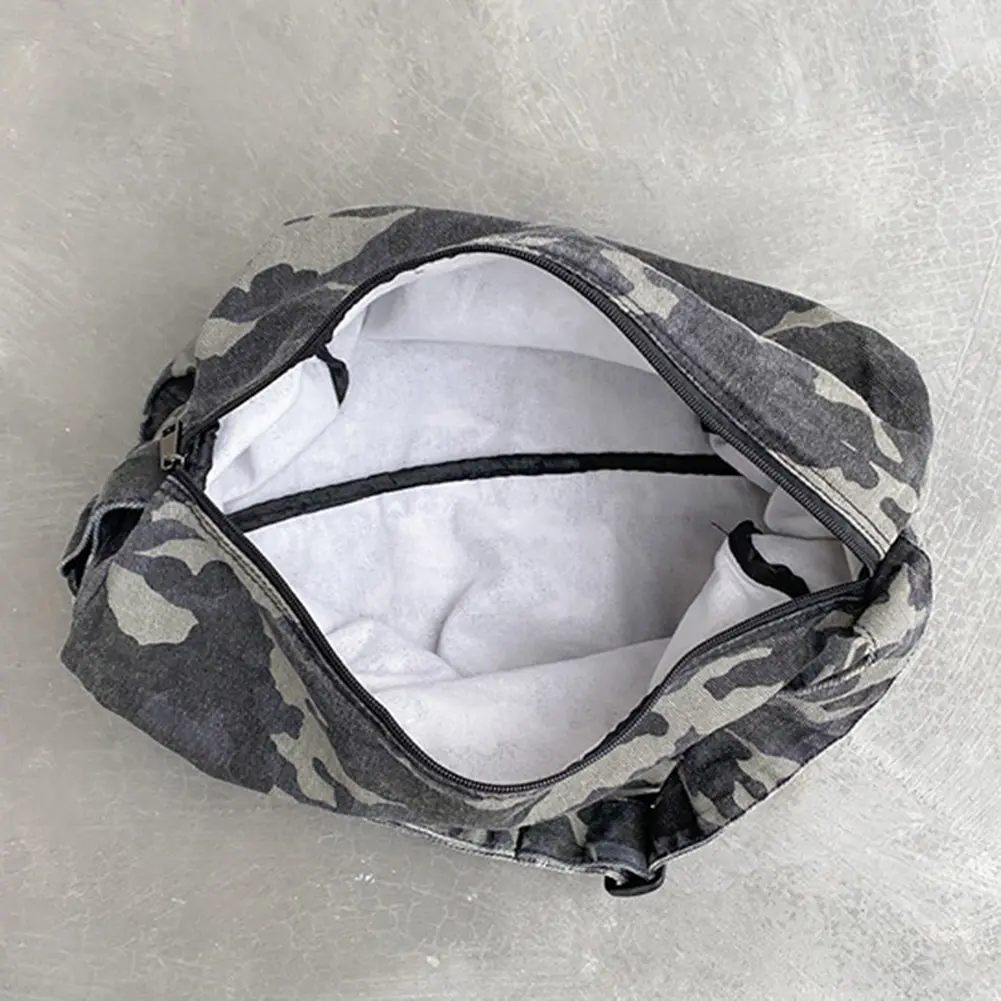 Canvas Messenger Bag Camouflage Hobo Crossbody Bag Large Capacity Japanese Washable Zipper for Leisure Travel Shopping Hand Bag