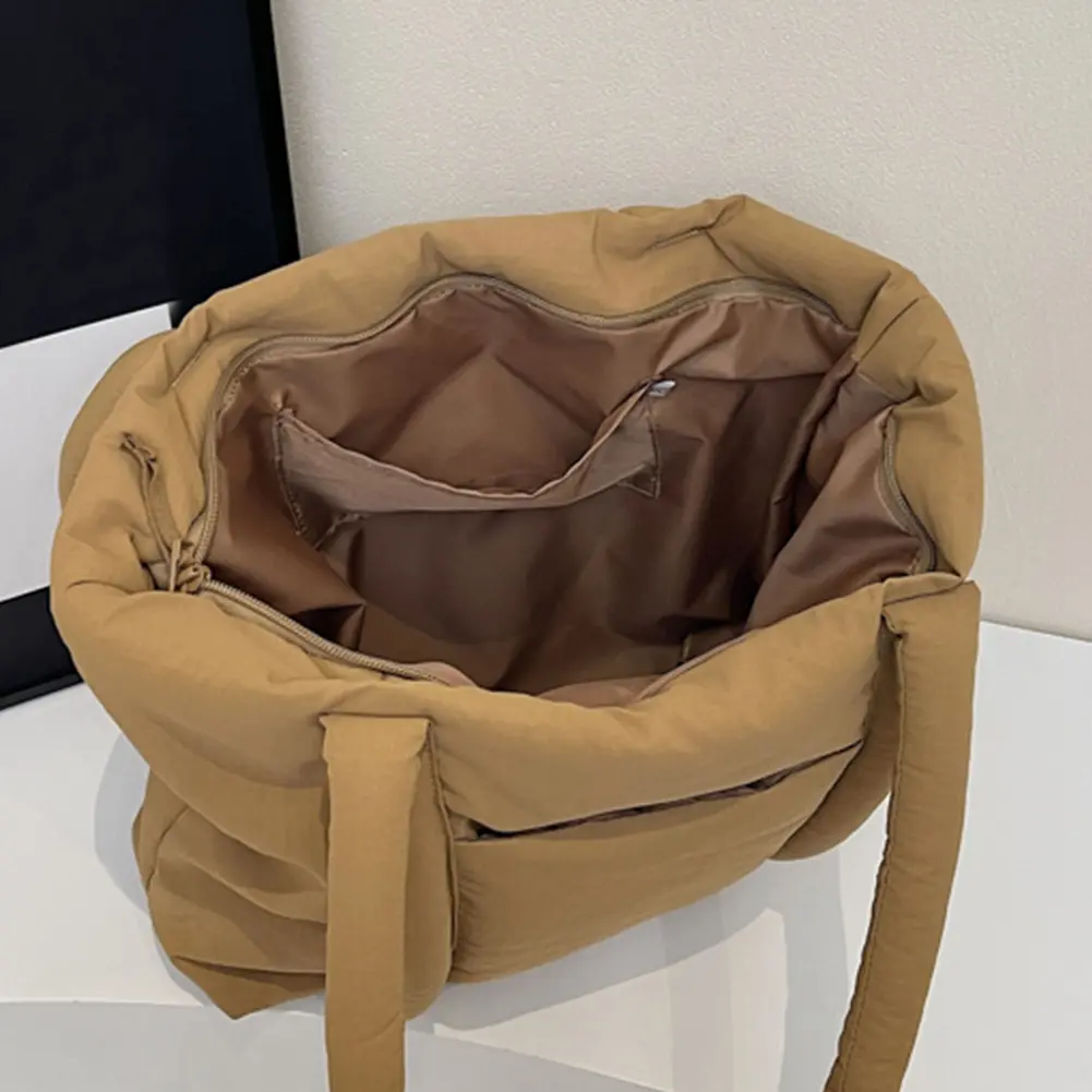 Padded Puffy Nylon Shoulder Bag Large Capacity Tote Handbag Soft Puffer Underarm Pouch Women Travel Work Causal Top-Handle Bags