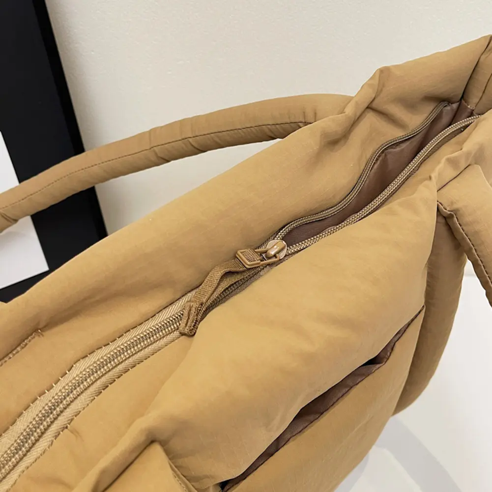 Padded Puffy Nylon Shoulder Bag Large Capacity Tote Handbag Soft Puffer Underarm Pouch Women Travel Work Causal Top-Handle Bags