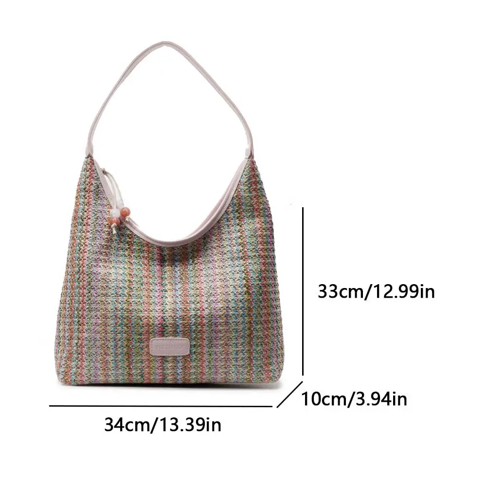 Straw Woven Tote Bag Beach Weaving Shoulder Bag Underarm Hollow Woven Pouch Striped Hand Woven Clutch Bags Travel Shopping Bags