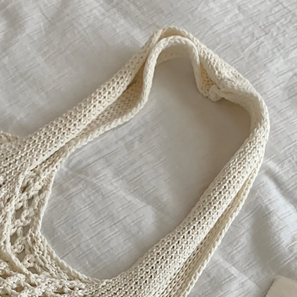Women Straw Mesh Shoulder Bag Casual Crochet Tote Handbags Foldable Knitted Large Beach Bags Summer Hollow Out Underarm Pouch