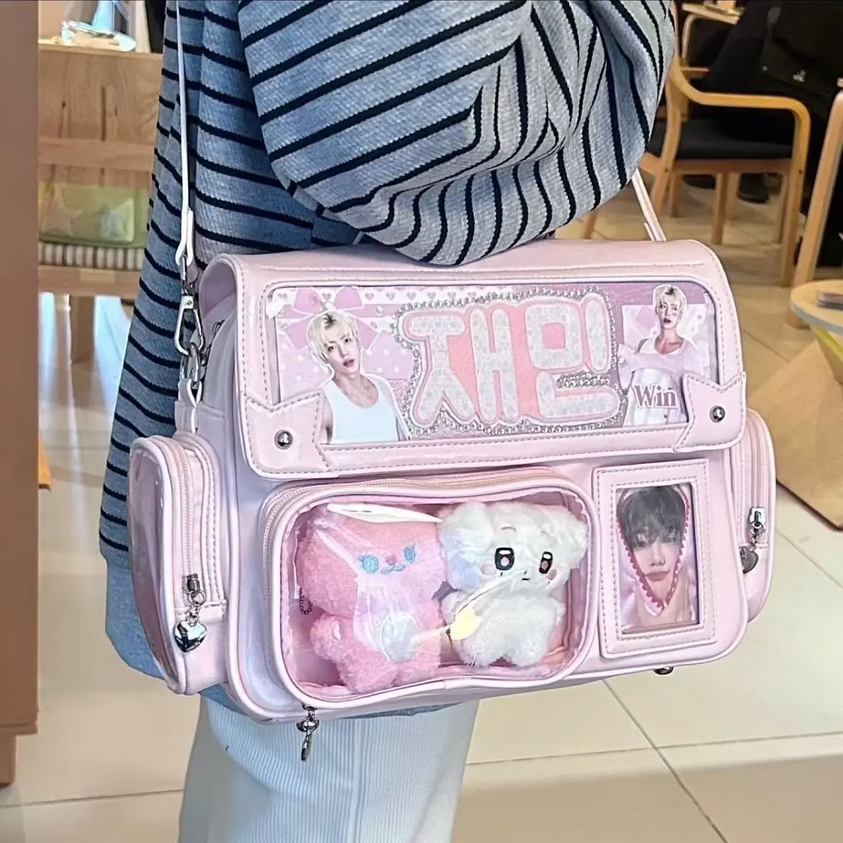 Transparent Pocket DIY Ita Bag Japanese Harajuku Y2K Shoulder Bags Jk Uniform Girls Satchel Bag Casual Doll Show Crossbody Bags