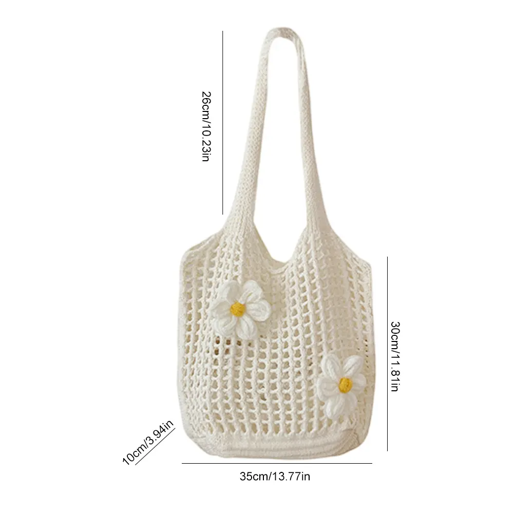Women Straw Mesh Shoulder Bag Casual Crochet Tote Handbags Foldable Knitted Large Beach Bags Summer Hollow Out Underarm Pouch