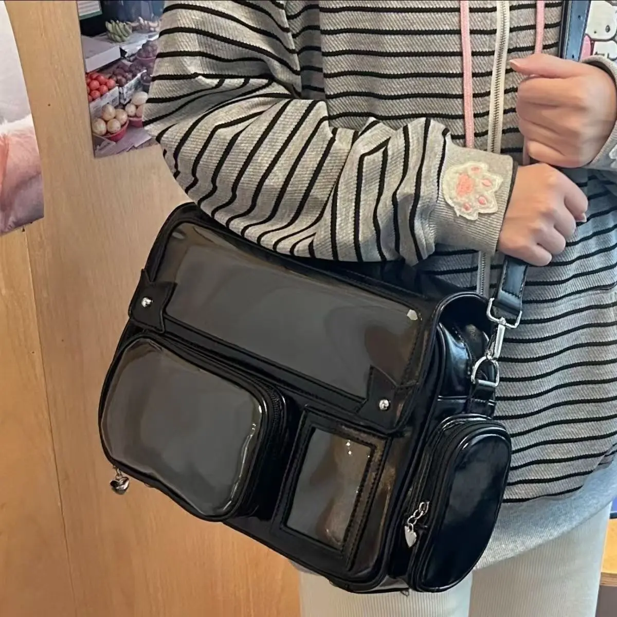 Transparent Pocket DIY Ita Bag Japanese Harajuku Y2K Shoulder Bags Jk Uniform Girls Satchel Bag Casual Doll Show Crossbody Bags