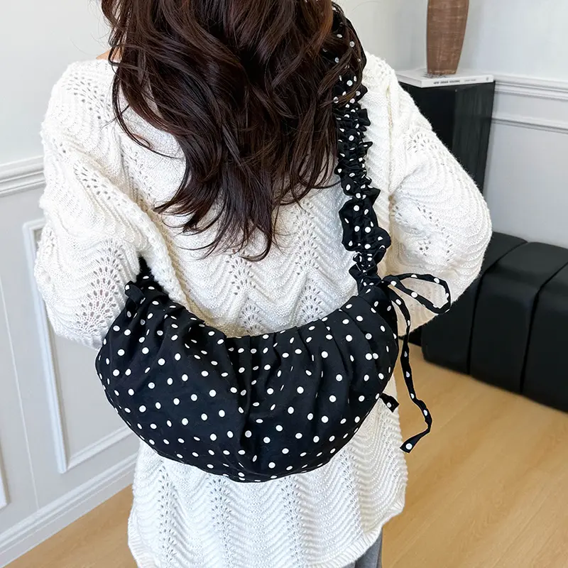 Polka Dot Cloud Dumpling Bag Travel Tote Handbag Large Capacity Hobo Shoulder Crossbody Bags Daily Crescent Bag Underarm Pouch