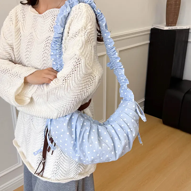 Polka Dot Cloud Dumpling Bag Travel Tote Handbag Large Capacity Hobo Shoulder Crossbody Bags Daily Crescent Bag Underarm Pouch