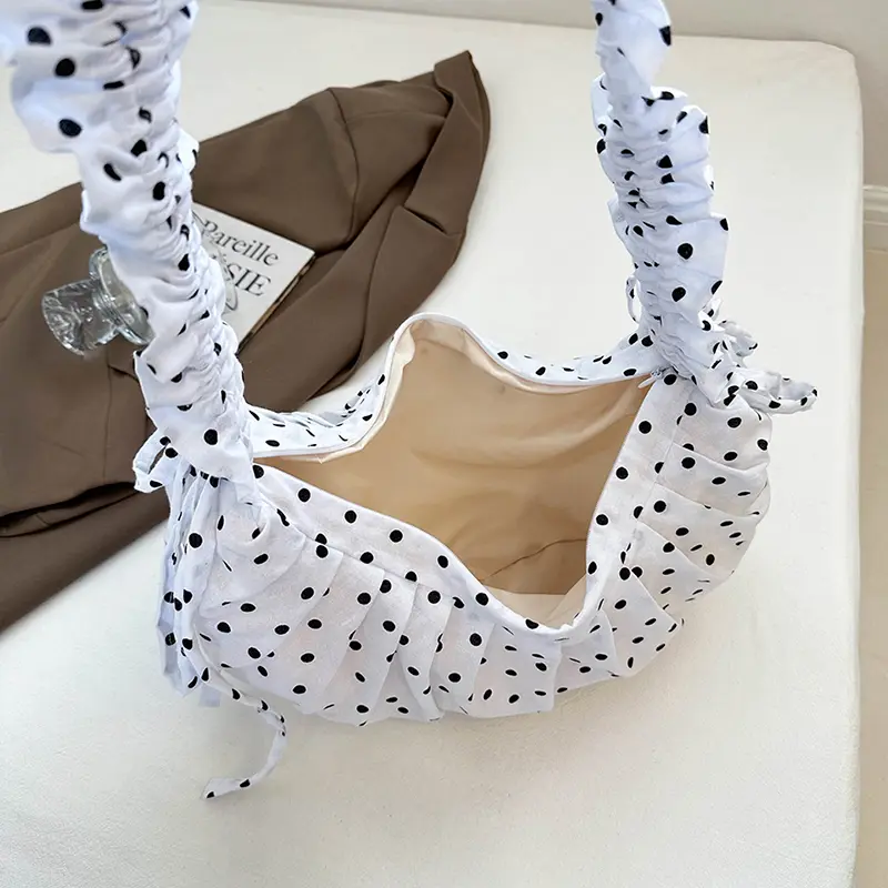 Polka Dot Cloud Dumpling Bag Travel Tote Handbag Large Capacity Hobo Shoulder Crossbody Bags Daily Crescent Bag Underarm Pouch
