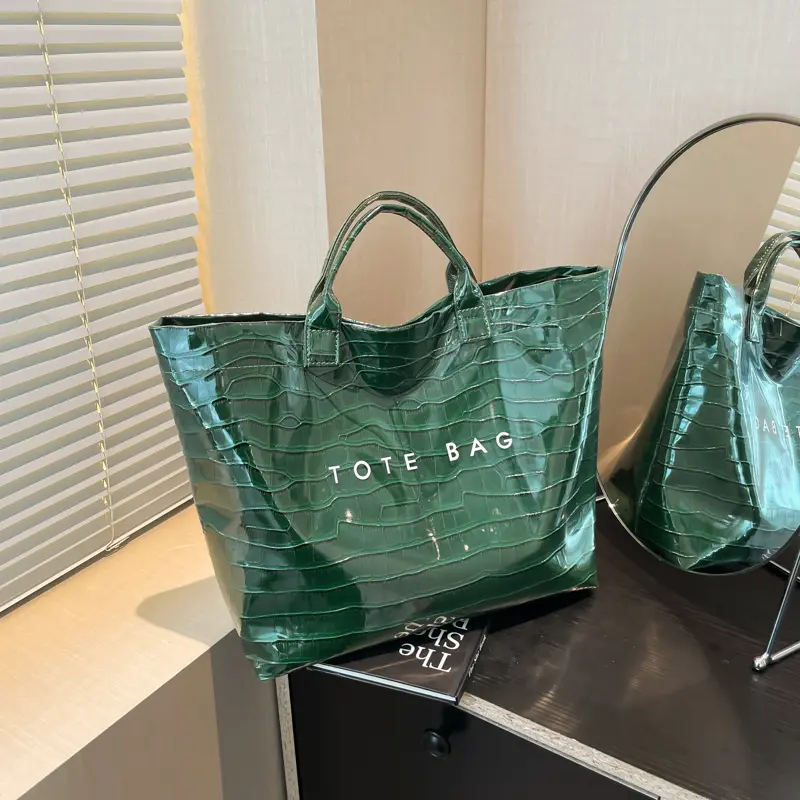 New Transparent Tote Bag Large Capacity Letter Print Top-Handle Bag Pvc Waterproof Solid Carrying Bags Daily Grocery Handbag