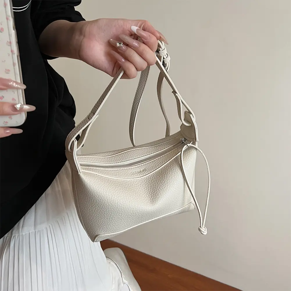 PU Leather Shoulder Bag with Zipper Luxury Satchel Purse Chic Crossbody Bags Messenger Bag Tote Handbag for Work Travel Shopping