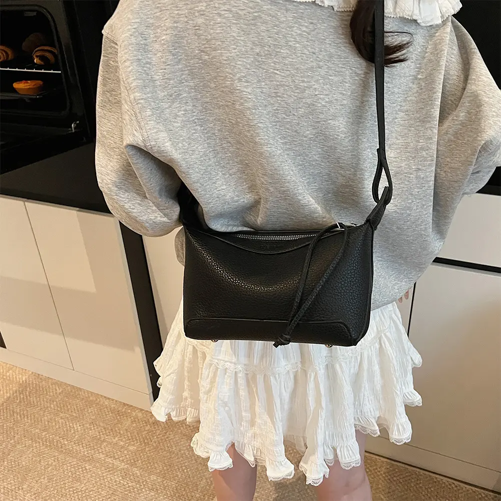 PU Leather Shoulder Bag with Zipper Luxury Satchel Purse Chic Crossbody Bags Messenger Bag Tote Handbag for Work Travel Shopping