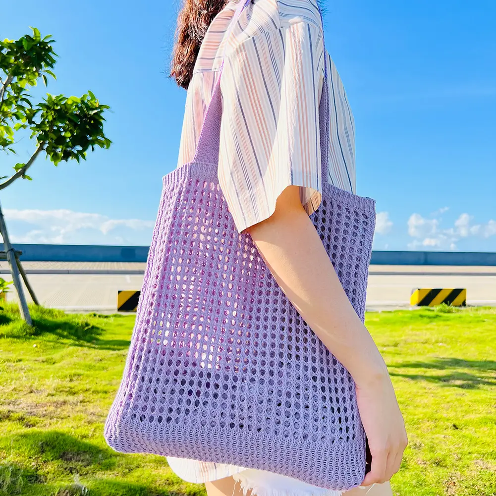 Fashion Hollow Knitted Shoulder Bag Bags for Women Simple Crochet Tote Designer Handmade Shopping Top-Handle Bags Handbag Purse