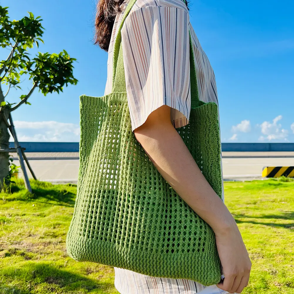 Fashion Hollow Knitted Shoulder Bag Bags for Women Simple Crochet Tote Designer Handmade Shopping Top-Handle Bags Handbag Purse