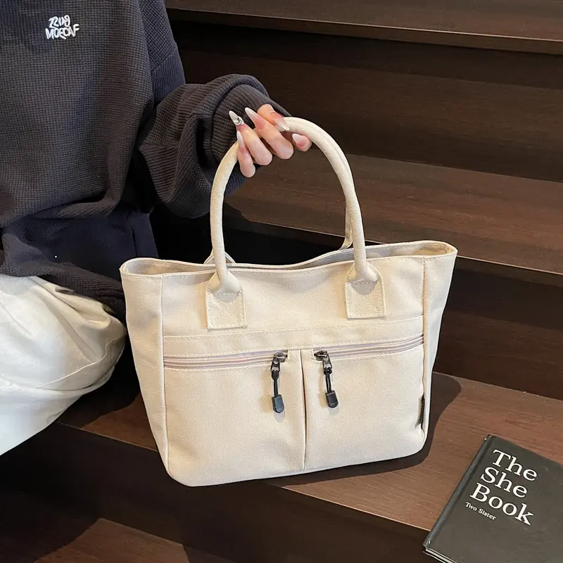 Tote Handbag Canvas Shoulder Bags Large Capacity Underarm Pouch Causal Top-Handle Bags Handheld Daypack Travel Camping Mummy Bag