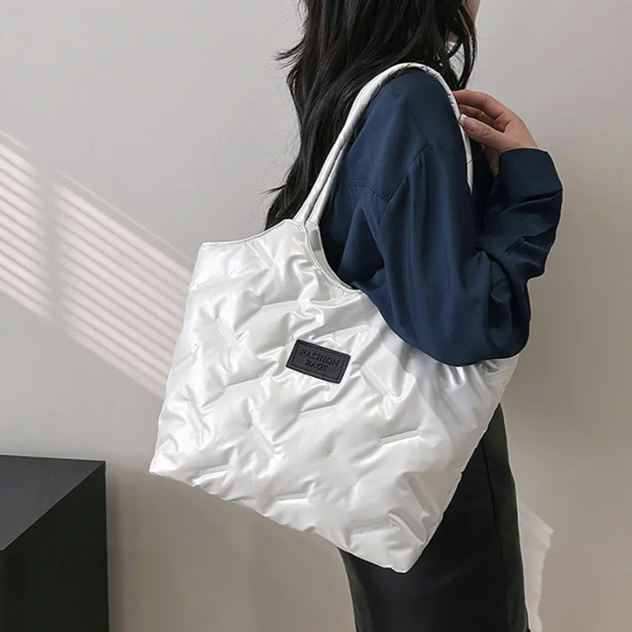 Down Cotton Tote Handbags Winter Quilted Padded Underarm Bag Large Capacity Women's Armpit Bag Ladies Puffer Casual Shoulder Bag