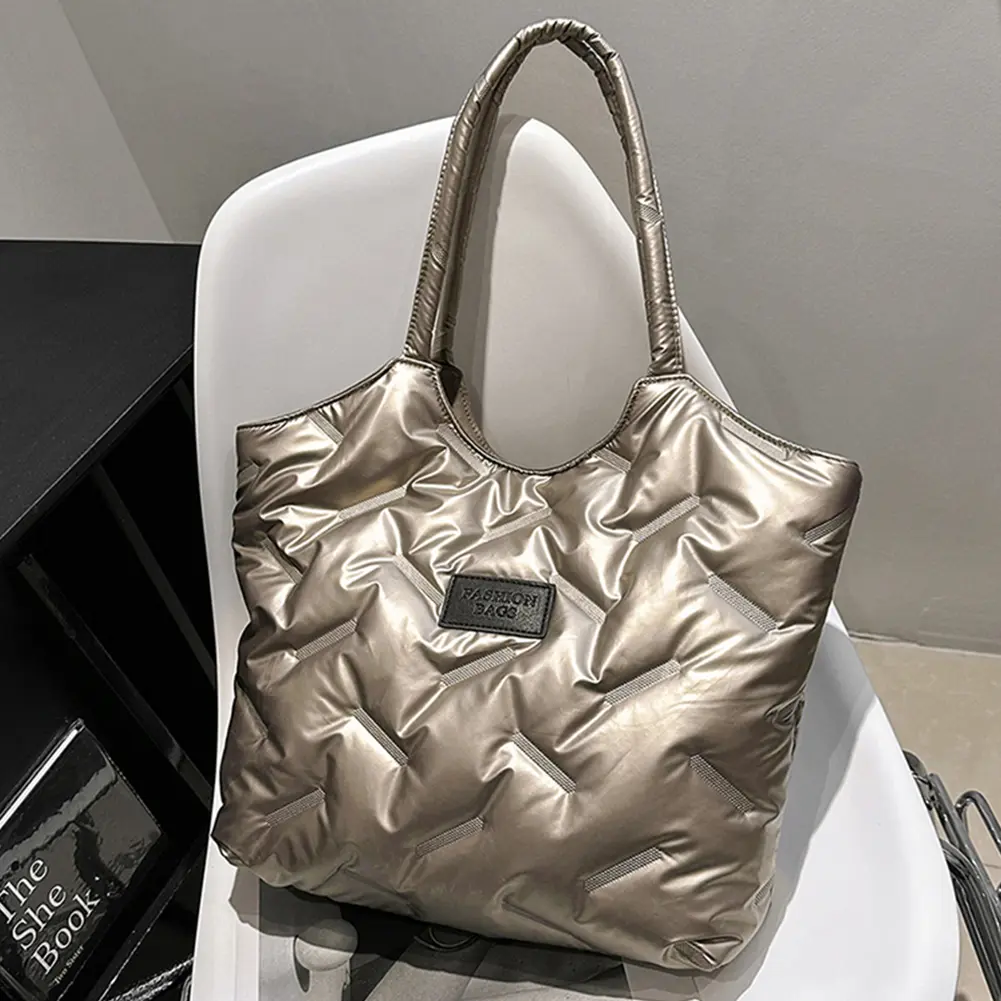 Down Cotton Tote Handbags Winter Quilted Padded Underarm Bag Large Capacity Women's Armpit Bag Ladies Puffer Casual Shoulder Bag