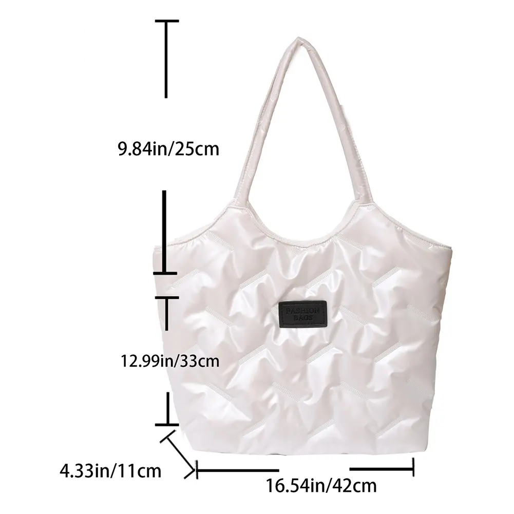 Down Cotton Tote Handbags Winter Quilted Padded Underarm Bag Large Capacity Women's Armpit Bag Ladies Puffer Casual Shoulder Bag