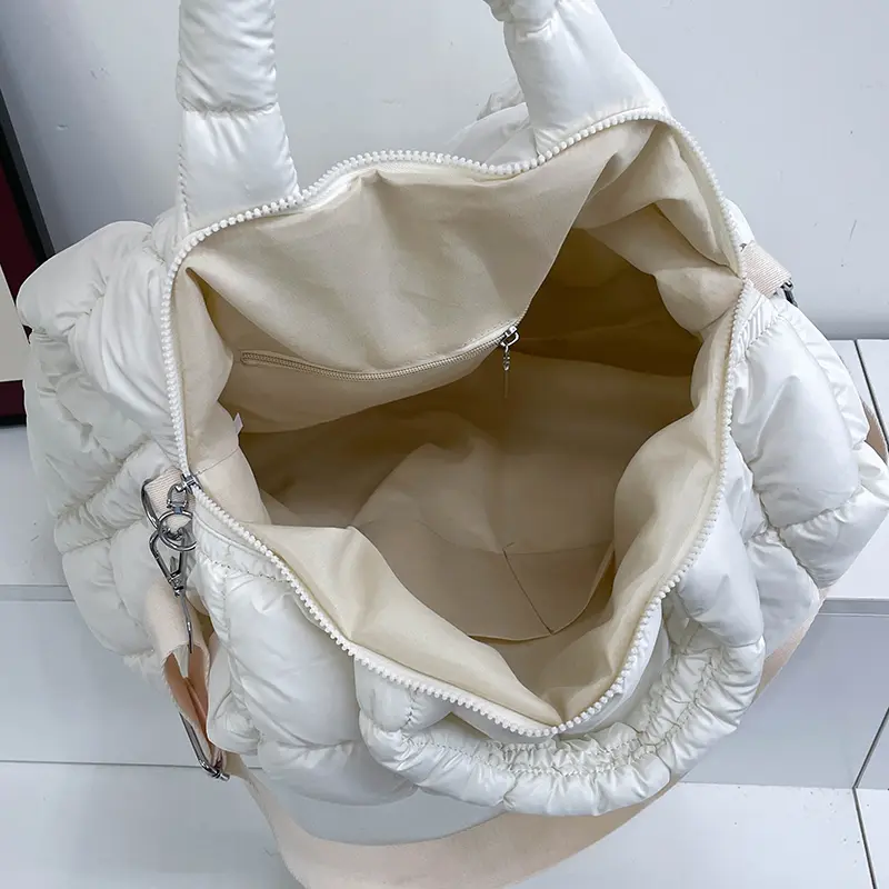 Large Capacity Puffer Hobo Shoulder Bag Quilted Plaid Crossbody Bags Women Daily Tote Handbags Travel Puffy Top Handle Bag