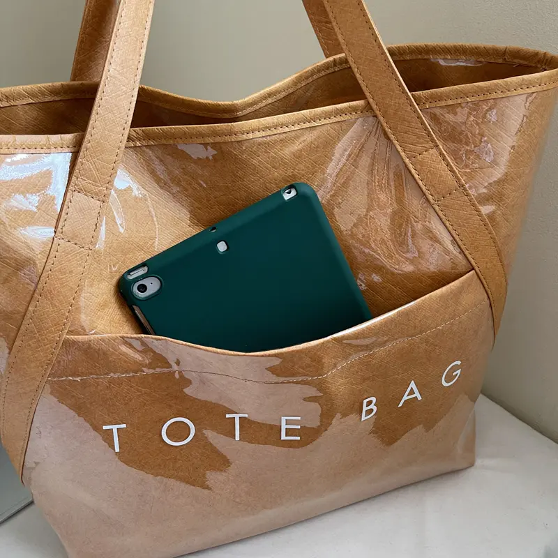 Retro Letter Print Tote Handbag PVC Clear Top-Handle Bags Jelly Waterproof Shoulder Bags PU Leather Large Capacity Shopping Bag