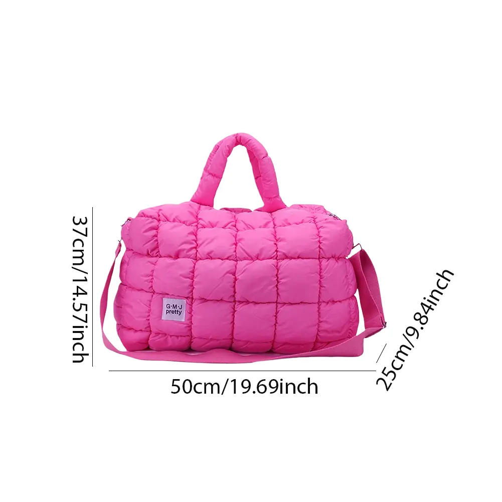 Large Capacity Puffer Hobo Shoulder Bag Quilted Plaid Crossbody Bags Women Daily Tote Handbags Travel Puffy Top Handle Bag