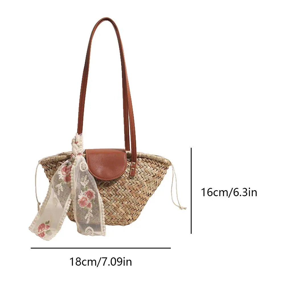 Women Straw Woven Tote Bag Fashion Woven Handbag Large Capacity Weaving Shoulder Bag Chic Hobo Bag for Outdoor Travel