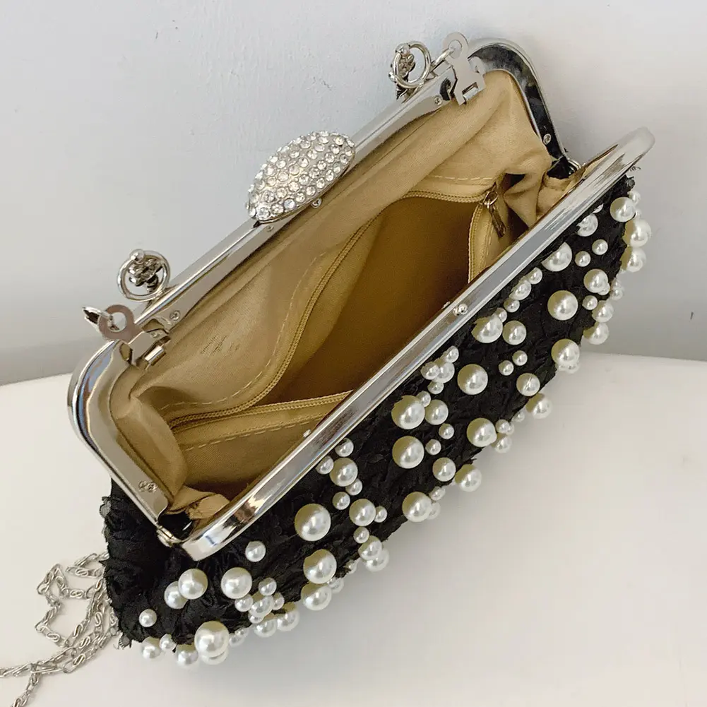Women Clutch Purse Elegant Evening Purse with Chain Strap Handbag Large Capacity Party Shoulder Bag Chic Hobo Crossbody Bags