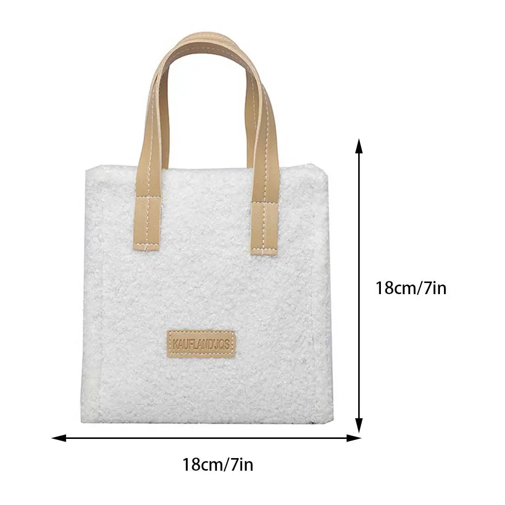 Winter Lamb Wool Warm Top Handle Satchel 2023 Soft Autumn Ins Square Shoulder Bags Hasp Clash of Colours Preppy Style Women Tote