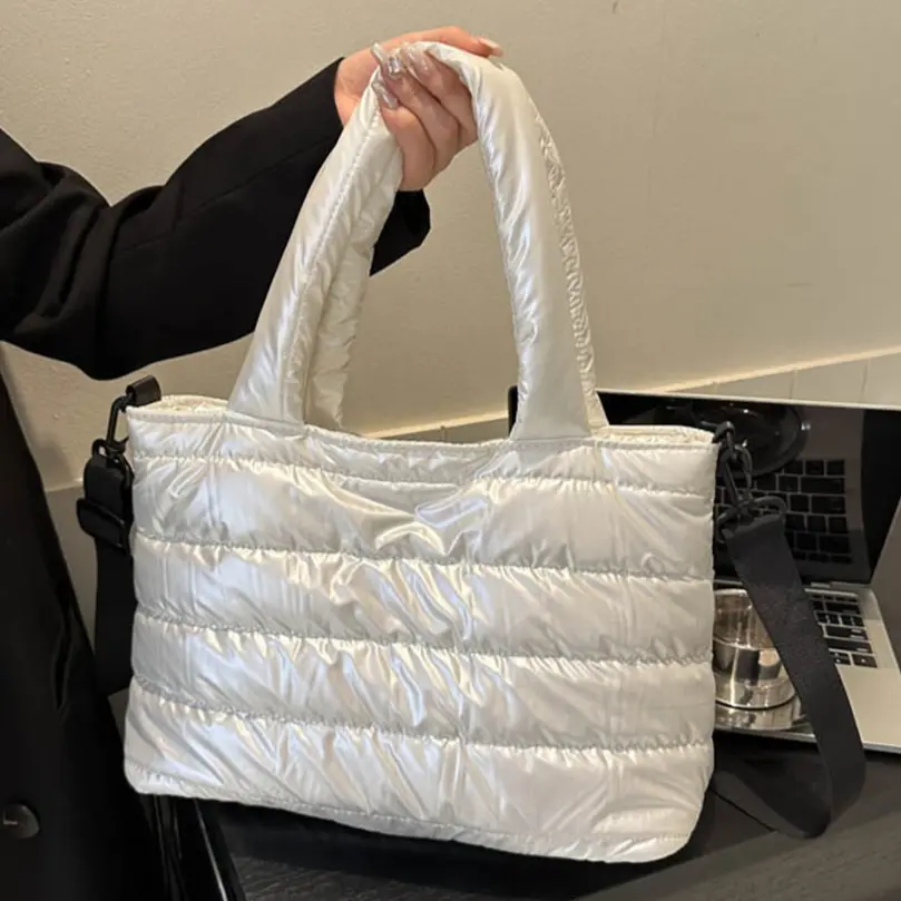 Space Cotton Underarm Bag Winter Puffer Padded Crossbody Bag Women Down Quilted Tote Handbag Large Capacity Fluffy Shoulder Bags