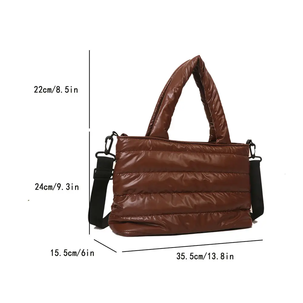 Space Cotton Underarm Bag Winter Puffer Padded Crossbody Bag Women Down Quilted Tote Handbag Large Capacity Fluffy Shoulder Bags