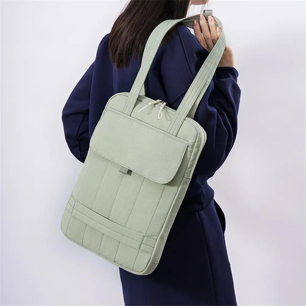 Laptop Shoulder Bag Multi-Pocket Shockproof Computer Pouch Case 15-Inch Nylon Tablet Protective Handbag Commute Work Tote Bag