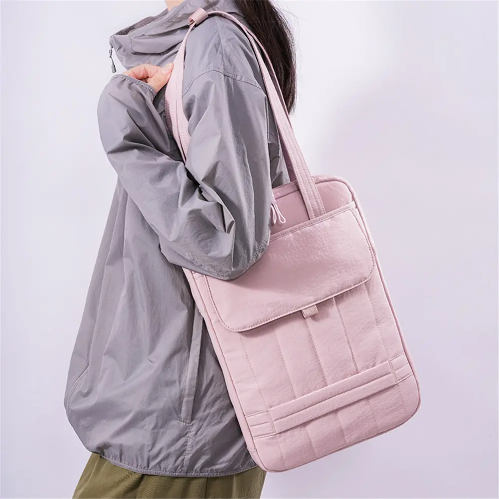 Laptop Shoulder Bag Multi-Pocket Shockproof Computer Pouch Case 15-Inch Nylon Tablet Protective Handbag Commute Work Tote Bag