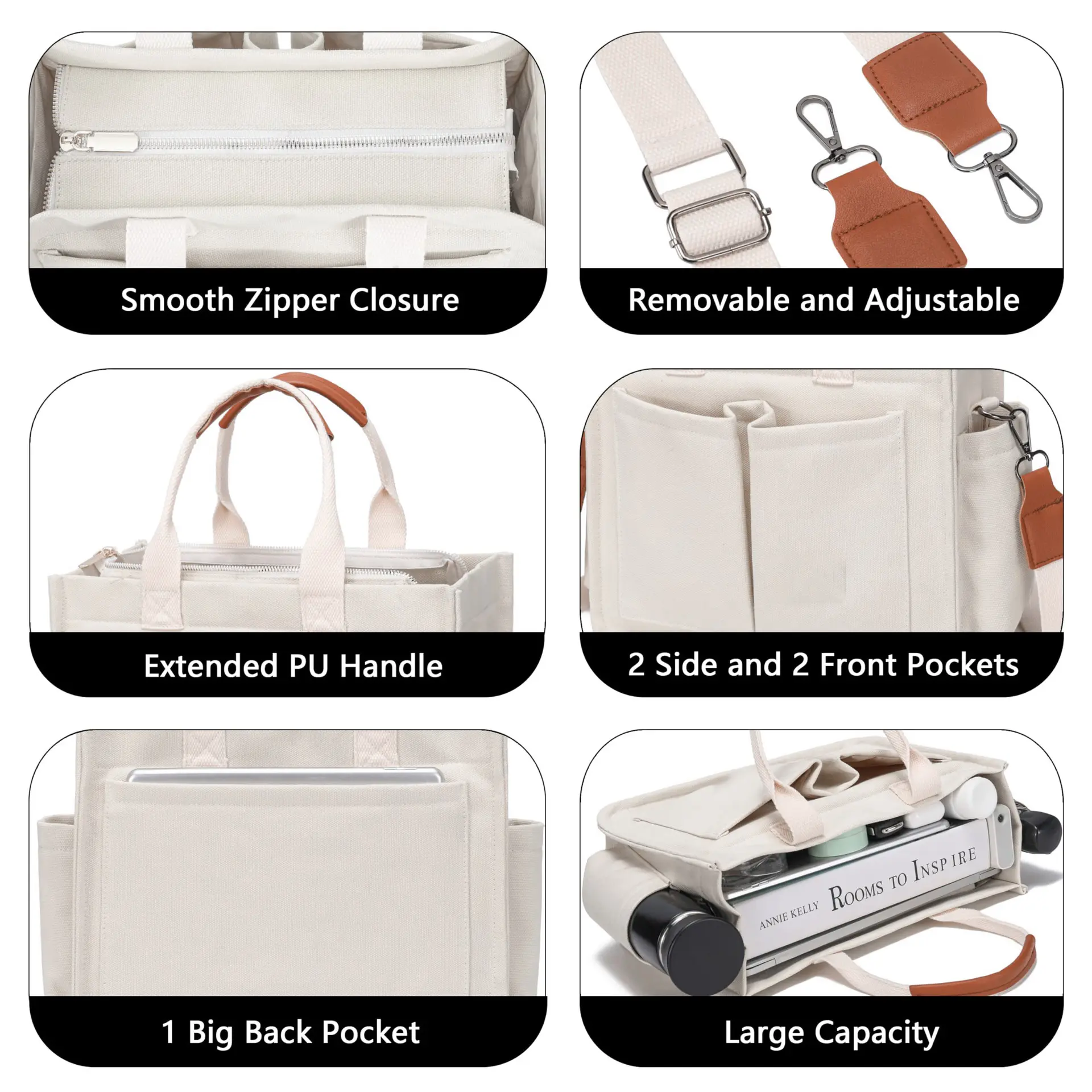 Canvas Tote Handbags Retro Foldable Top Handle Bag Vintage Shoulder Bag Chic Laptop Crossbody Bag Simple Shopping Messenger Pack