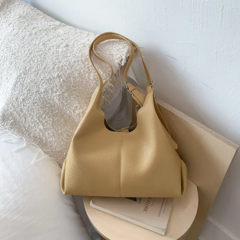 Casual Soft Leather Shoulder Bag with Inner Bag Large Capacity Lychee Pattern Crossbody Bags Retro Tote Handbag Hobo Bucket Bags