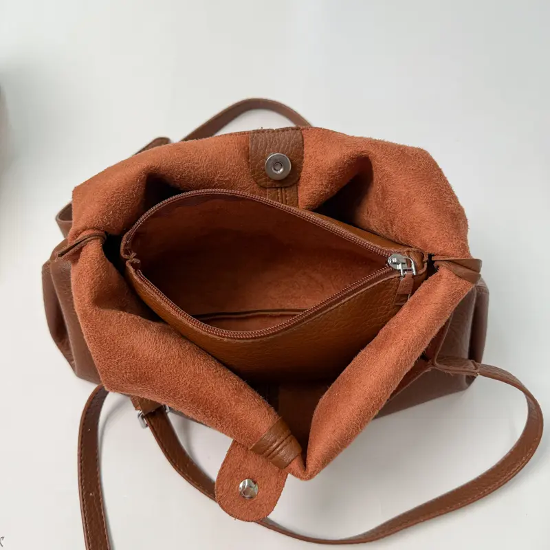Casual Soft Leather Shoulder Bag with Inner Bag Large Capacity Lychee Pattern Crossbody Bags Retro Tote Handbag Hobo Bucket Bags