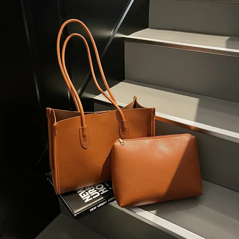 Women's 2 in 1 Shoulder Bag Mother Child Bucket Bag Large Capacity Crossbody Bags Vintage Messenger Big PU Leather Tote Handbag