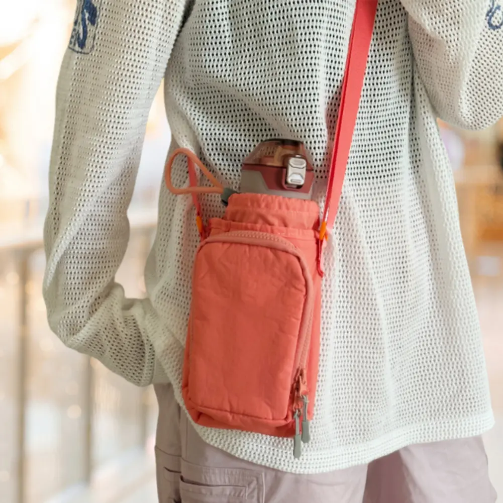 Water Bottle Holder with Strap Adjustable Strap Mobile Phone Pouch Crossbody Bag Drawstring Water Bottle Carrier Cup Accessories