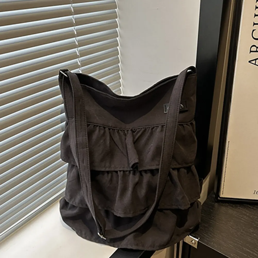 Skirt Hem Ruffled Bag Sweet Women Large Capacity Handbags Casual Ruffle Trim Shoulder Bag Shopping Travel Vocation Crossbady Bag