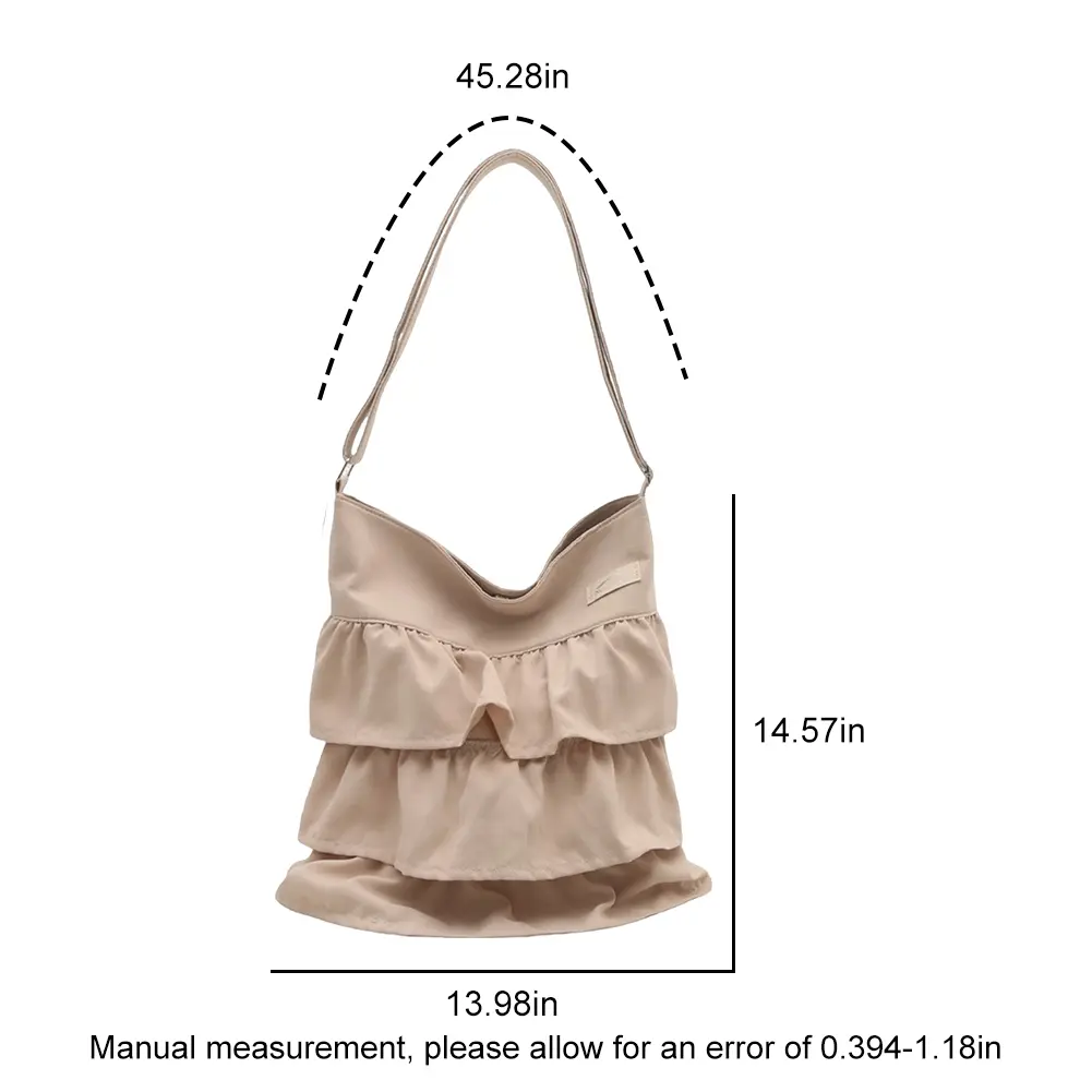 Skirt Hem Ruffled Bag Sweet Women Large Capacity Handbags Casual Ruffle Trim Shoulder Bag Shopping Travel Vocation Crossbady Bag