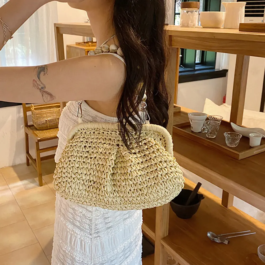 Woven Shoulder Bag Multifunctional Women Composite Shoulder Bag High-Capacity Styling Decoration Holiday Gifts for Shopping Trip