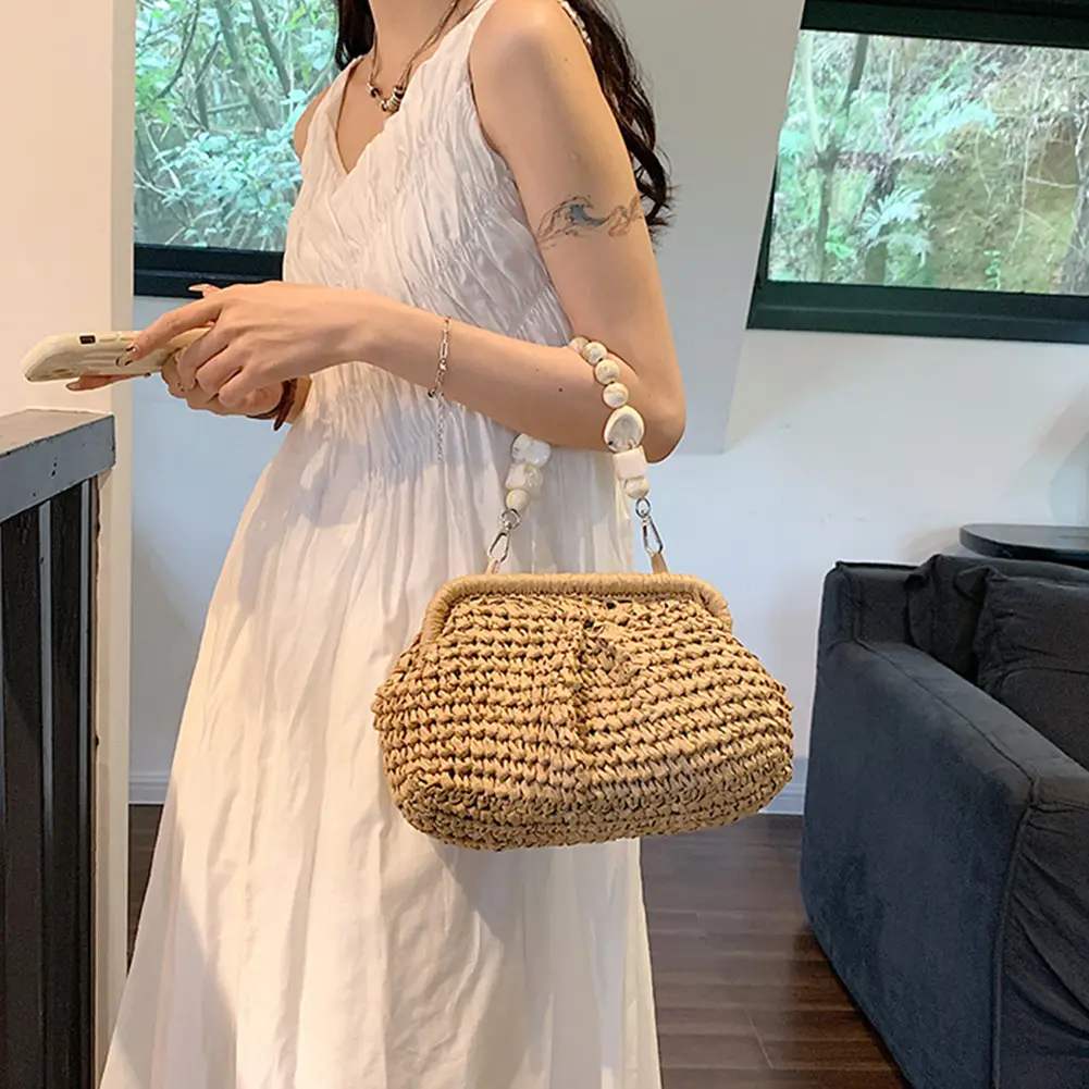 Woven Shoulder Bag Multifunctional Women Composite Shoulder Bag High-Capacity Styling Decoration Holiday Gifts for Shopping Trip