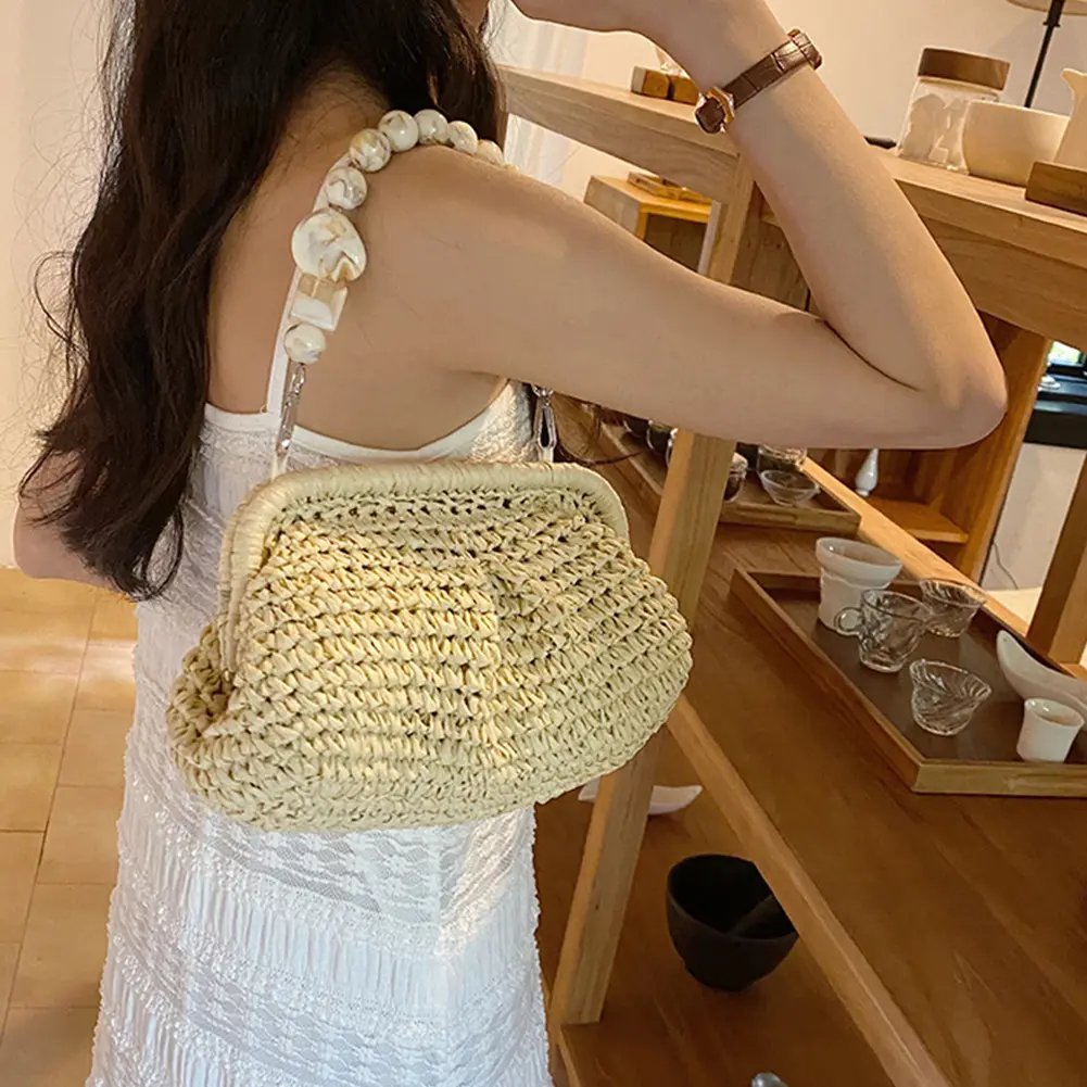 Woven Shoulder Bag Multifunctional Women Composite Shoulder Bag High-Capacity Styling Decoration Holiday Gifts for Shopping Trip