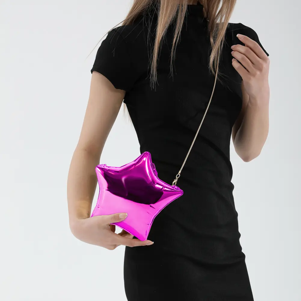 2024 Niche Design Gold Chain Women Evening Bag Novelty Bright Face Five Pointed Star Shoulder Bag Funny Acrylic Party Clutch Bag