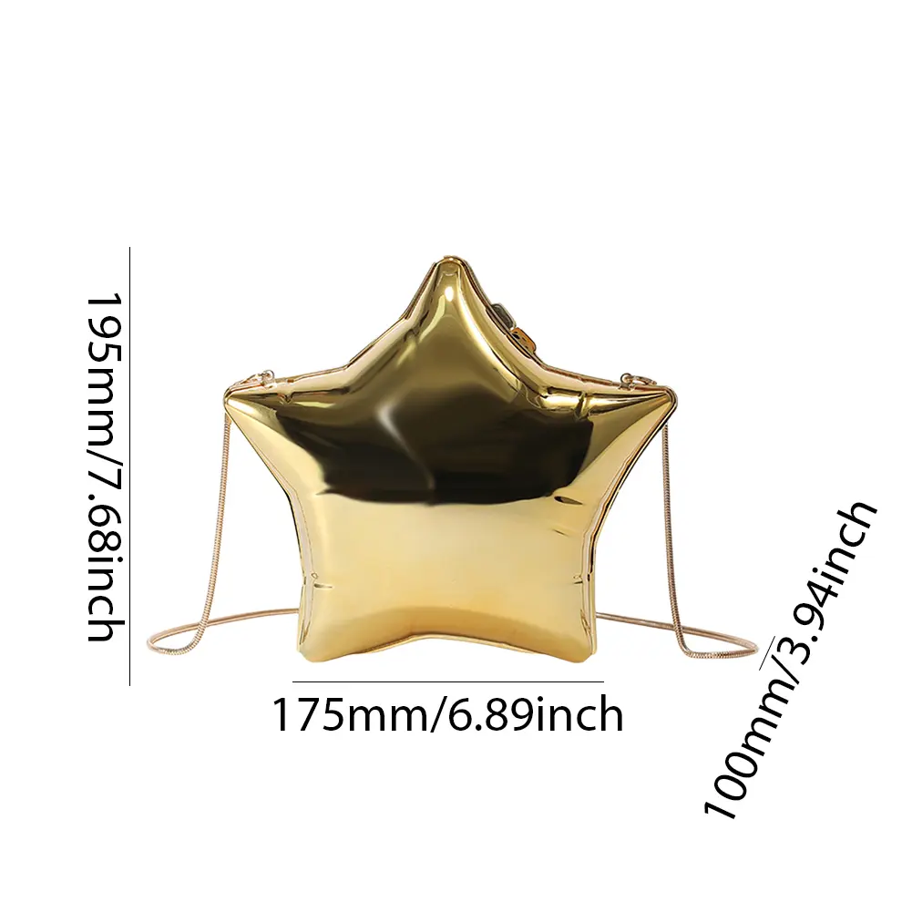 2024 Niche Design Gold Chain Women Evening Bag Novelty Bright Face Five Pointed Star Shoulder Bag Funny Acrylic Party Clutch Bag