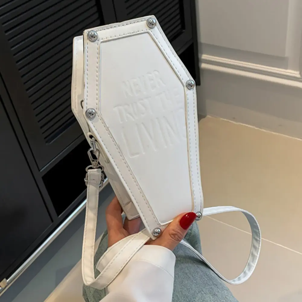Women's Crossbody Bag Gothic Coffin Shape Phone Shoulder Bags Halloween PU Underarm Bag for Girls Cosplay Creative Cosmetic Bags